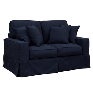 americana slipcover only for track arm loveseat in navy blue performance fabric