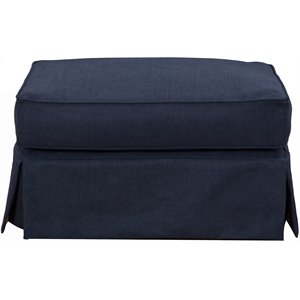 americana slipcover only for rectangle ottoman in navy blue performance fabric