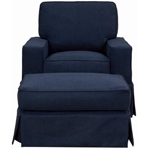 americana slipcover for track arm chair & ottoman performance fabric navy blue