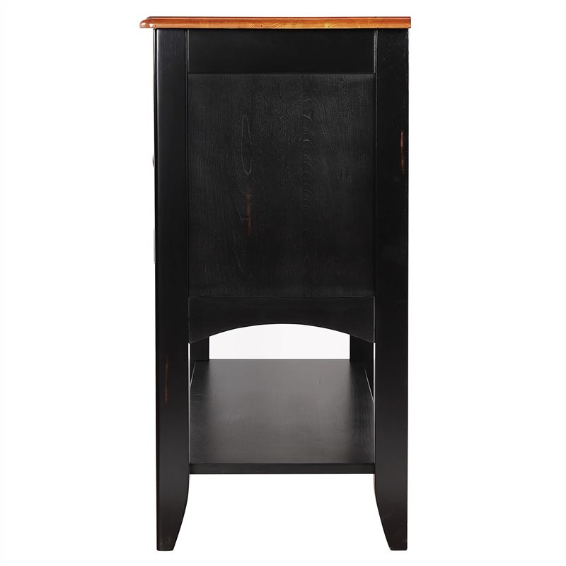 Selections 3-Drawers 1-Large Open Shelf Sideboard in Antique Black/Cherry Wood
