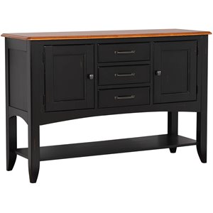 selections 3-drawers 1-large open shelf sideboard in antique black/cherry wood
