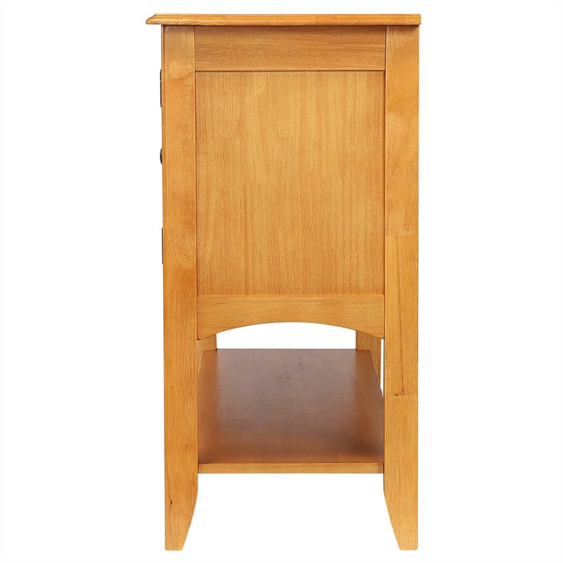 Oak Selections 3-Drawers 1-Large Open Shelf Cabinet Sideboard in Light Oak Wood