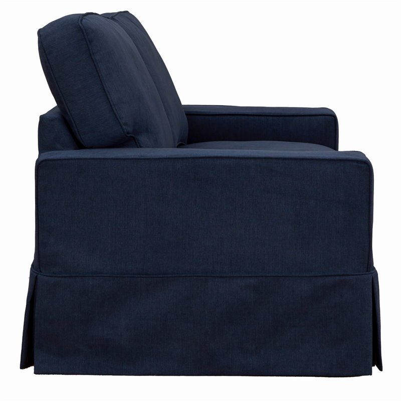 Sunset Trading Americana Slipcovered Loveseat in Navy Blue Performance Fabric