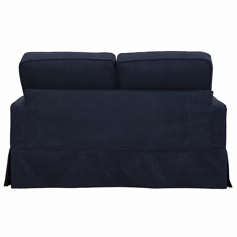 Sunset Trading Americana Slipcovered Loveseat in Navy Blue Performance Fabric