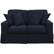 Sunset Trading Americana Slipcovered Loveseat in Navy Blue Performance Fabric