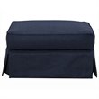 Americana Box Cushion Slipcovered Ottoman in Navy Blue Performance Fabric