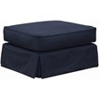 Americana Box Cushion Slipcovered Ottoman in Navy Blue Performance Fabric
