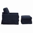 Americana Slipcovered Chair and Ottoman Set in Navy Blue Performance Fabric