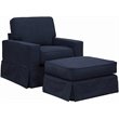 Americana Slipcovered Chair and Ottoman Set in Navy Blue Performance Fabric