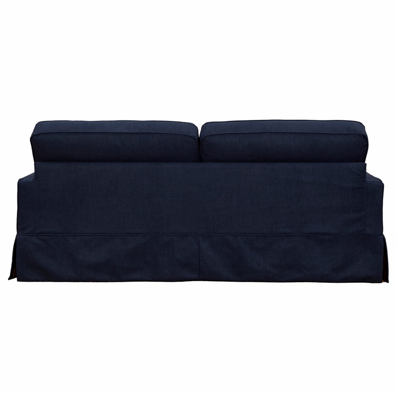 Americana Performance Fabric Box Cushion Slipcovered Sofa in Navy Blue