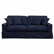 Americana Performance Fabric Box Cushion Slipcovered Sofa in Navy Blue