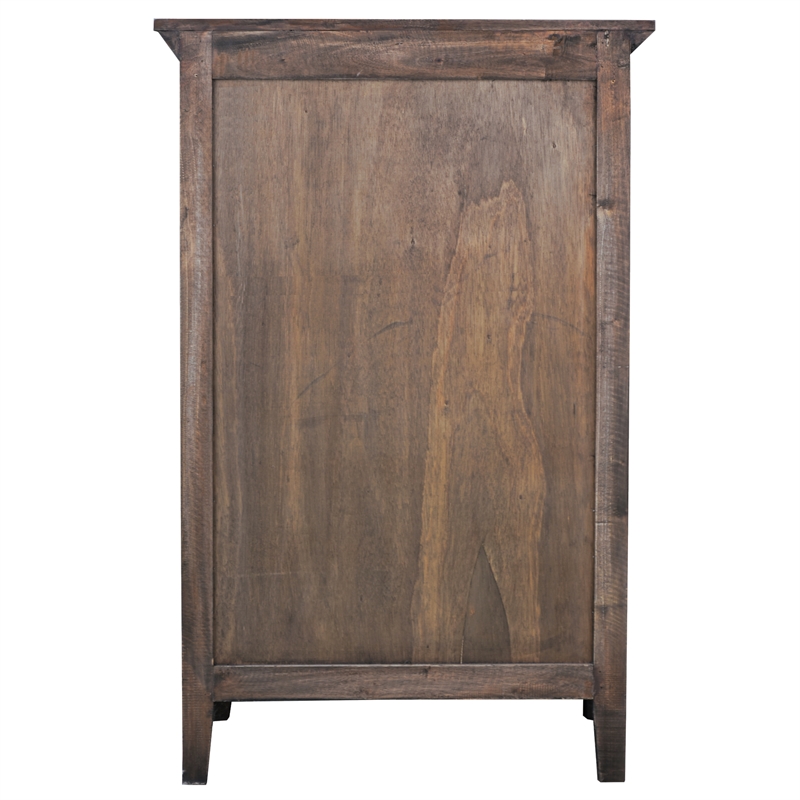 Cottage Solid Wood Deco Carved Hall Cabinet in Distressed Black/Raftwood Brown