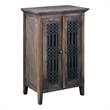Cottage Solid Wood Deco Carved Hall Cabinet in Distressed Black/Raftwood Brown