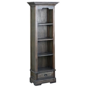 cottage solid wood 3 shelf bookcase in distressed vintage iron brown