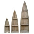 Cottage Solid Wood 3 Boat Shaped Freestanding Shelves in Driftwood Brown