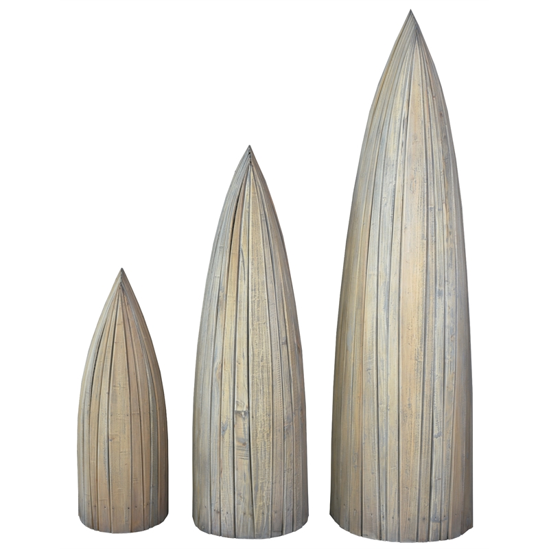 Cottage Solid Wood 3 Boat Shaped Freestanding Shelves in Driftwood Brown