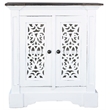 Cottage Solid Wood Accent Cabinet in Distressed White/Driftwood Brown