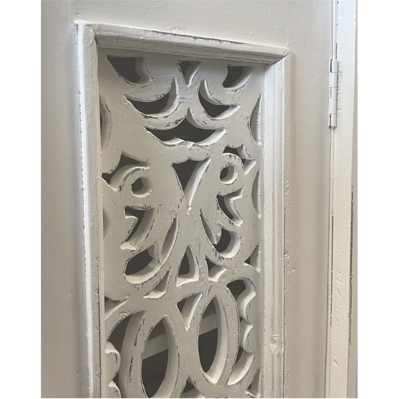 Cottage Solid Wood Accent Cabinet in Distressed White/Driftwood Brown