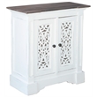 Cottage Solid Wood Accent Cabinet in Distressed White/Driftwood Brown