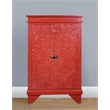 Sunset Trading Cottage Solid Wood Carved Accent Cabinet in Distressed Antique Red