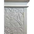Cottage Solid Wood Carved Accent Cabinet in Distressed White/Driftwood Brown