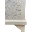 Cottage Solid Wood Carved Accent Cabinet in Distressed White/Driftwood Brown