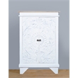Cottage Solid Wood Carved Accent Cabinet in Distressed White/Driftwood Brown