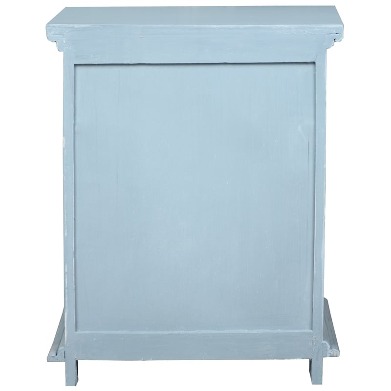 Cottage Solid Wood Side or Night Table in Distressed Beach Blue