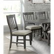 Trestle Slat Back Upholstered Dining Side Chair  Set of 2 Distressed Gray Wood