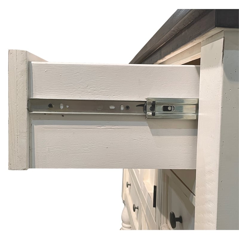 Rustic French Dresser Mirror Set 6 Drawers/Cabinets/Shelf in White/Brown Wood