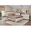 Rustic French 6 Drawer Double Dresser in Distressed White/Brown Wood