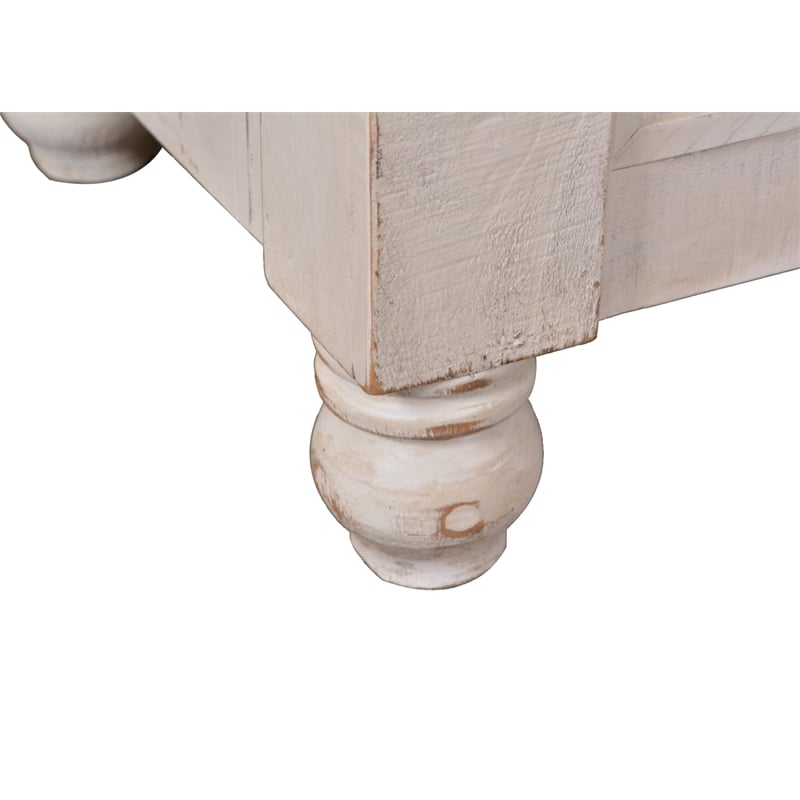 Rustic French 6 Drawer Double Dresser in Distressed White/Brown Wood