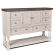 Rustic French 6 Drawer Dresser 2 Cabinets/Shelf in Distressed White/Brown Wood