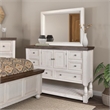 Rustic French 6 Drawer Dresser 2 Cabinets/Shelf in Distressed White/Brown Wood