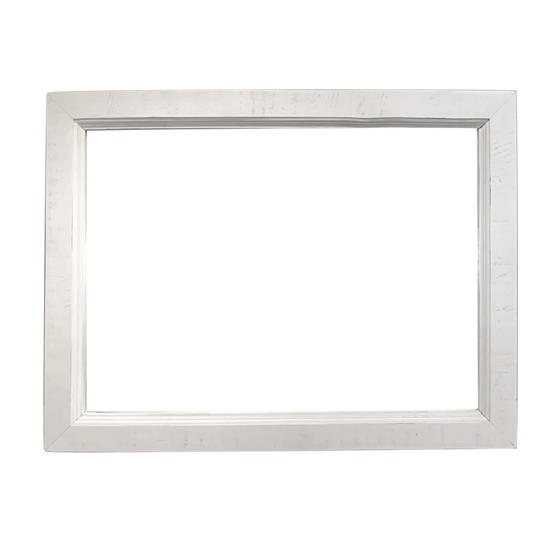 Rustic French Bedroom Mirror in Distressed White/Brown Solid Wood