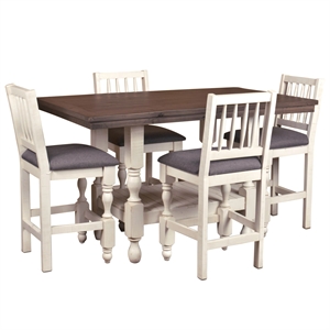 rustic french 60-in rectangle pub dining set in distressed white/brown wood