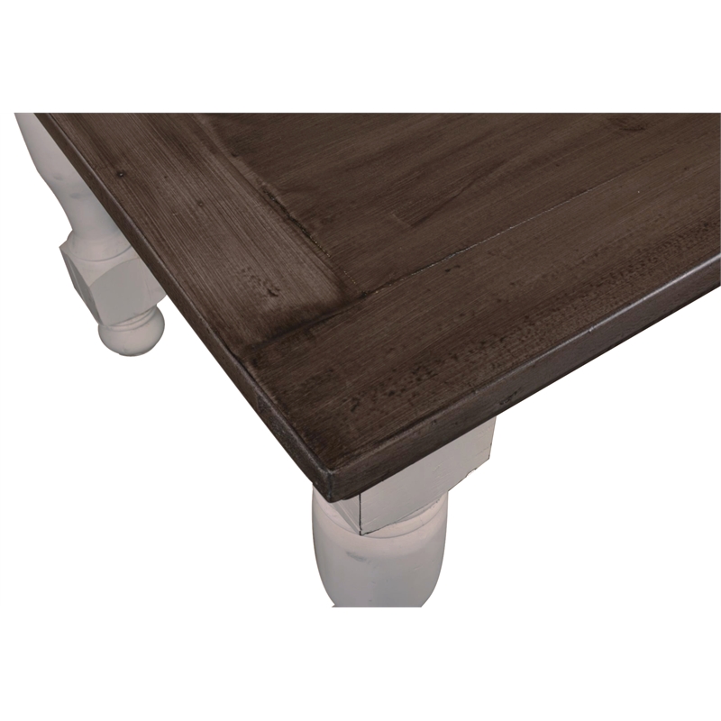 Rustic French 78-in Rectangle Dining Table in Distressed White/Brown Solid Wood