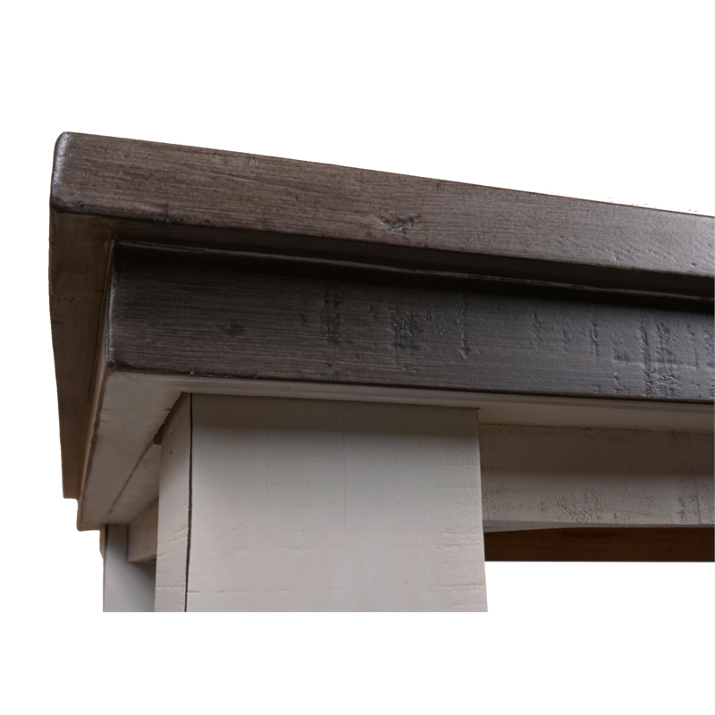 Rustic French 78-in Rectangle Dining Table in Distressed White/Brown Solid Wood