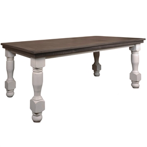 rustic french 78-in rectangle dining table in distressed white/brown solid wood