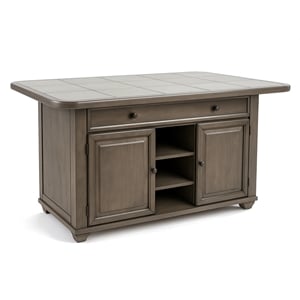 Shades of Gray Kitchen Island in Solid Wood with Grey Tile Top