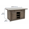 Shades of Gray Kitchen Island in Solid Wood with Grey Tile Top