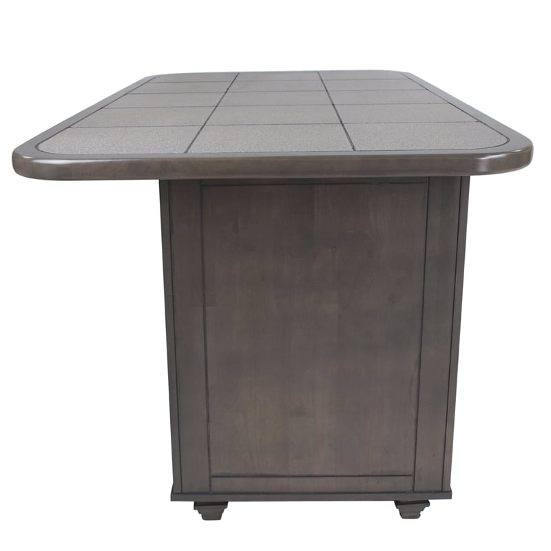 Shades of Gray Kitchen Island in Solid Wood with Grey Tile Top