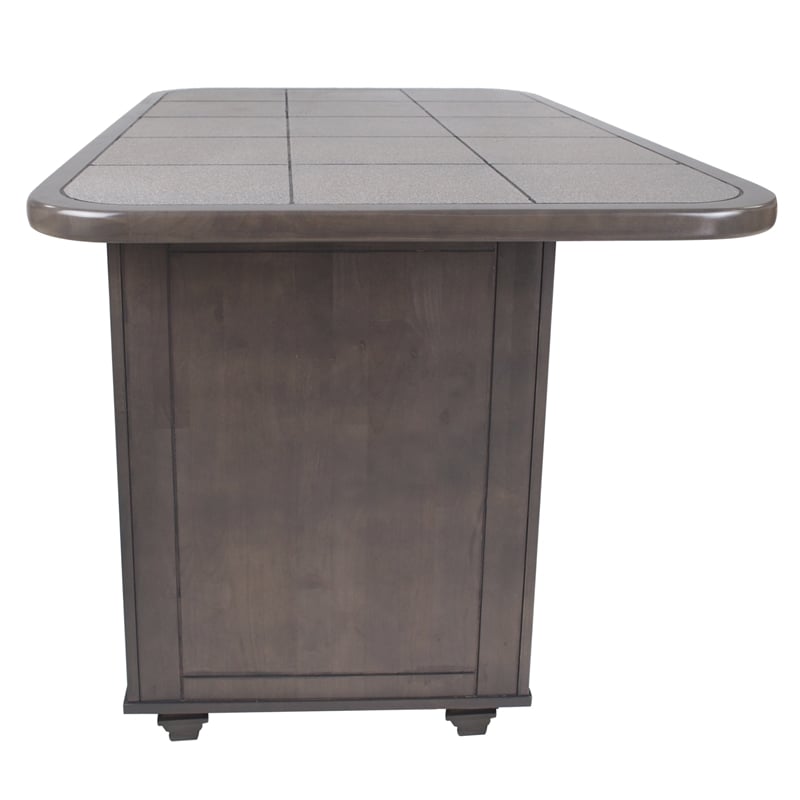Shades of Gray Kitchen Island in Solid Wood with Grey Tile Top