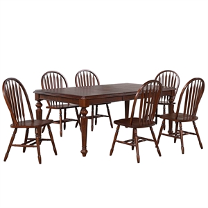 Andrews 7Pc 76-in Rectangle Butterfly Extendable Dining Set /Chestnut Brown Wood