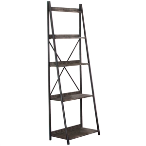 star freestanding 4 shelf ladder tall bookshelf in gray metal and wood