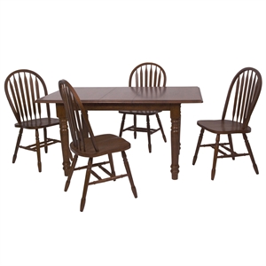 Andrews 5Pc 60&quot Rectangle Butterfly Extendable Dining Set in Chestnut Brown Wood