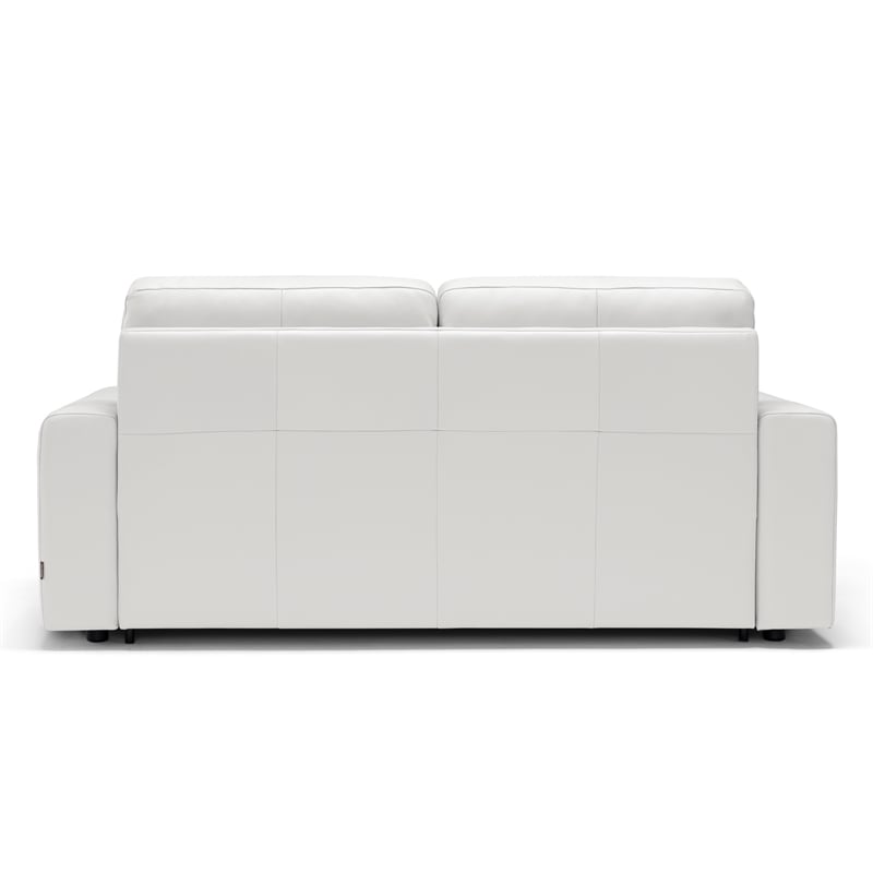 Divine White Leather Sofa Sleeper 3 Seat Couch with Full Size Pull Out Mattress