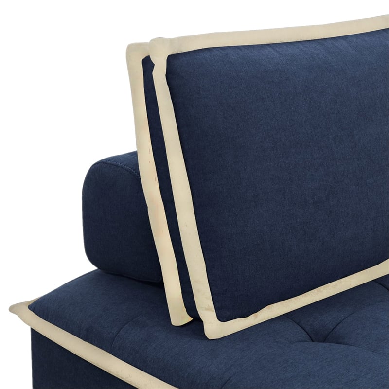 Pixie 5Pc Sofa Sectional Modular L-Shaped Couch Navy Blue/Cream Fabric