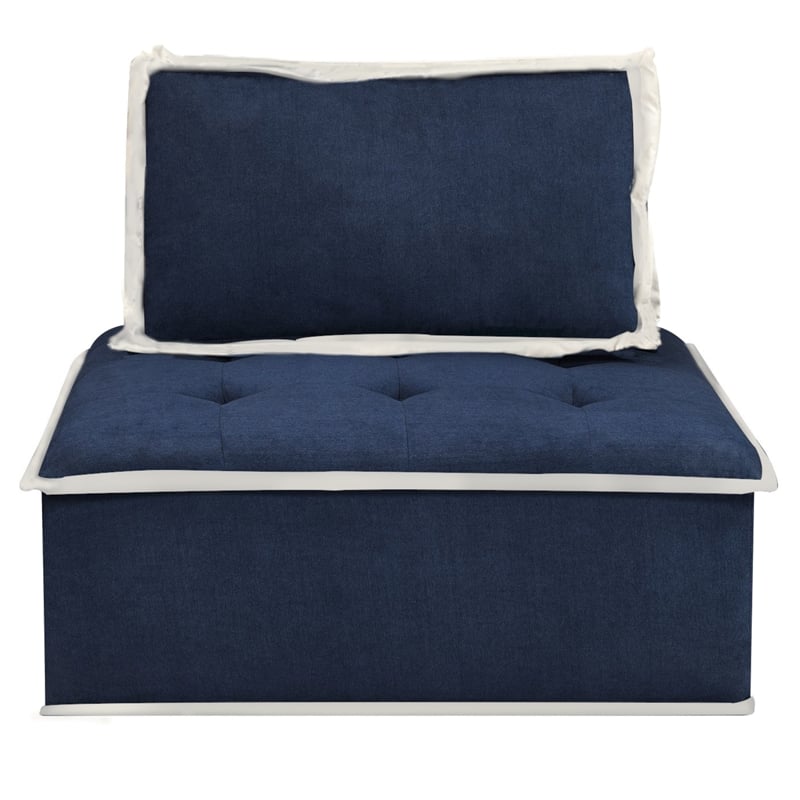 Pixie 5Pc Sofa Sectional Modular L-Shaped Couch Navy Blue/Cream Fabric