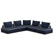 Pixie 5Pc Sofa Sectional Modular L-Shaped Couch Navy Blue/Cream Fabric